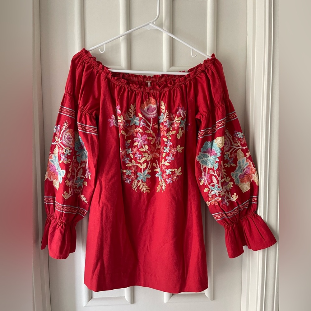 Free People Floral Embroidered “Peasant” Top - Picture 1 of 7